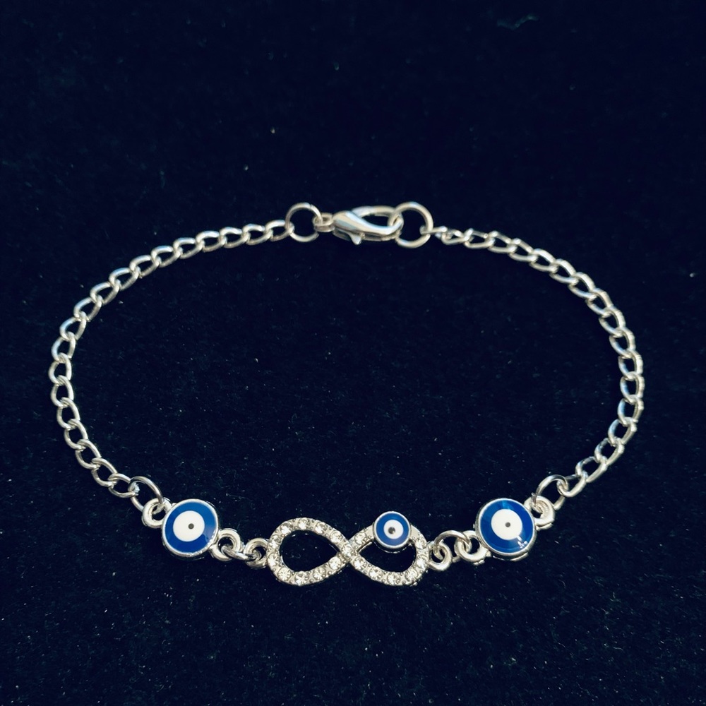 Rhinestone Infinity Evil Eye Bracelet or anklet